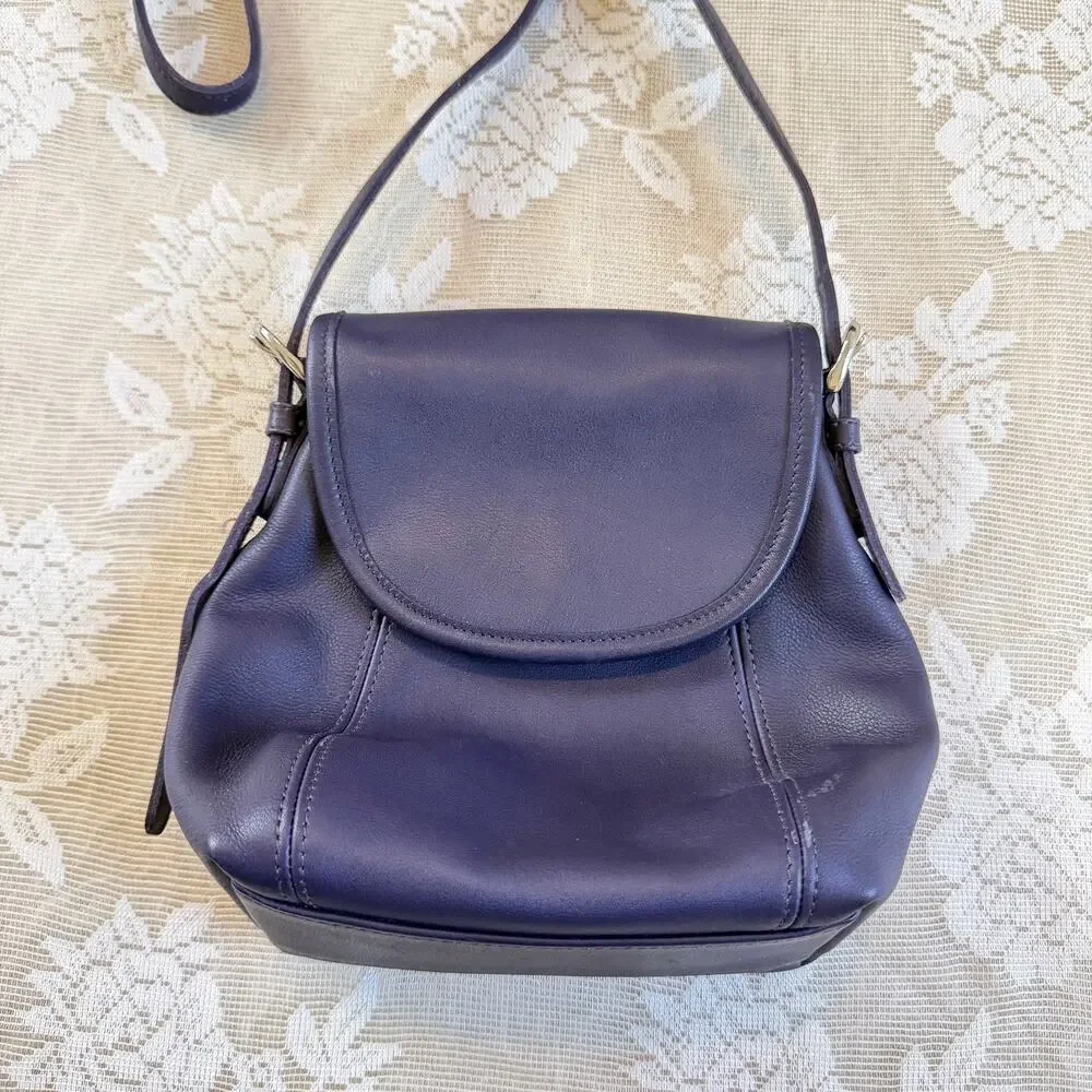 Vintage 1998 Coach Ink Purple Leather Mini Crossbody Bag